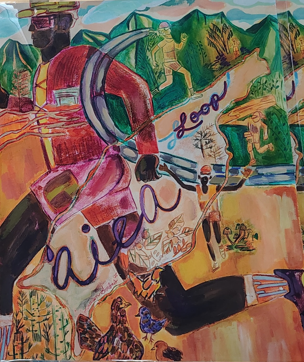 L.Gombas ART 'Aiea Loop (mardi gras colors) 8×10