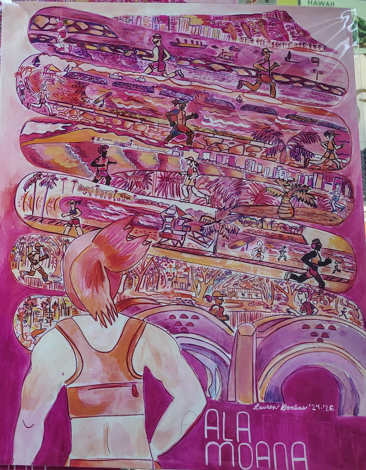 L.Gombas ART Ala Moana ( barbie pink) 8×10